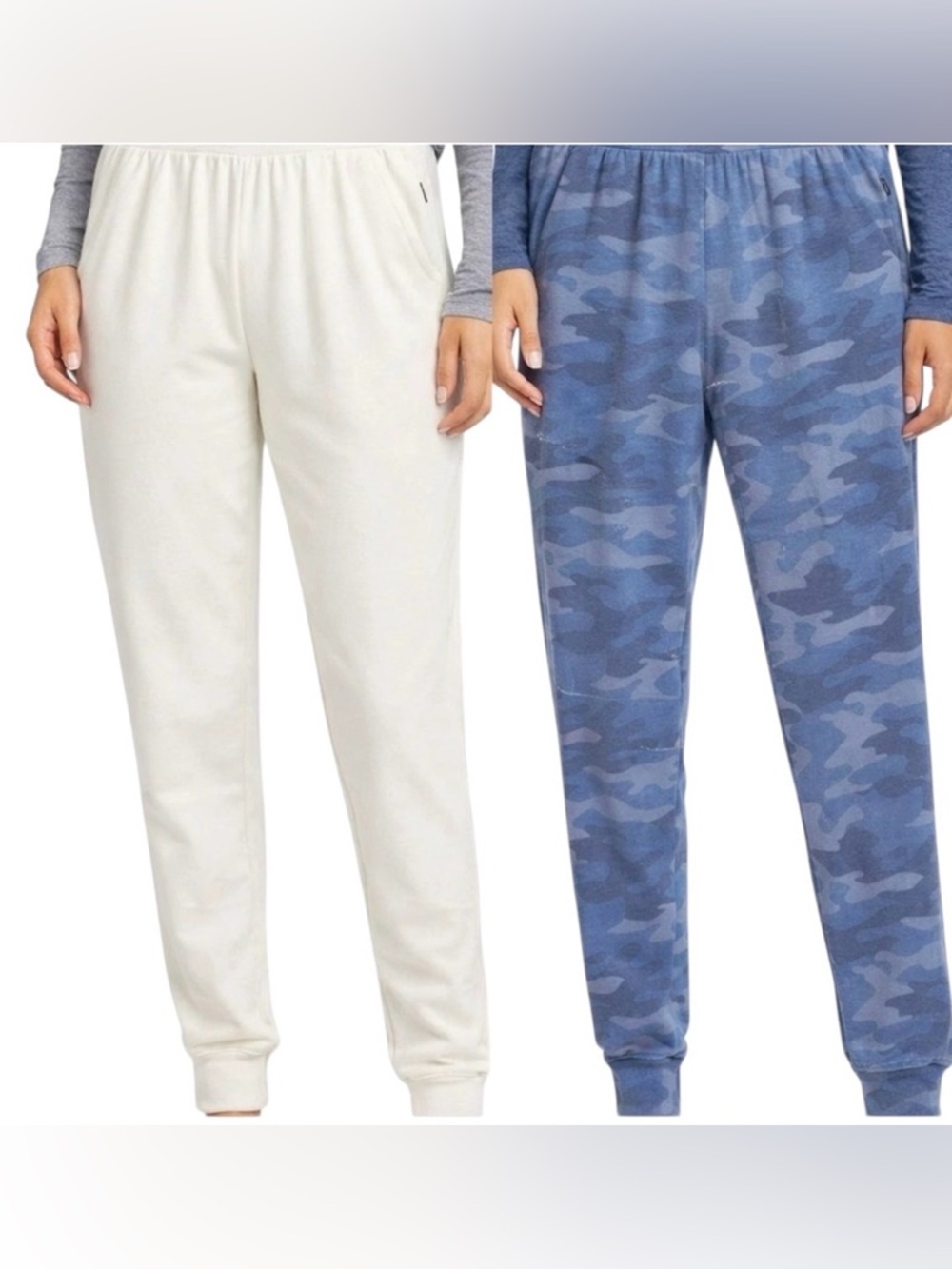 Eddie Bauer Women’s 2-Pack Ultra Soft Pajama Jogger Lounge Pants Blue Cream NWT